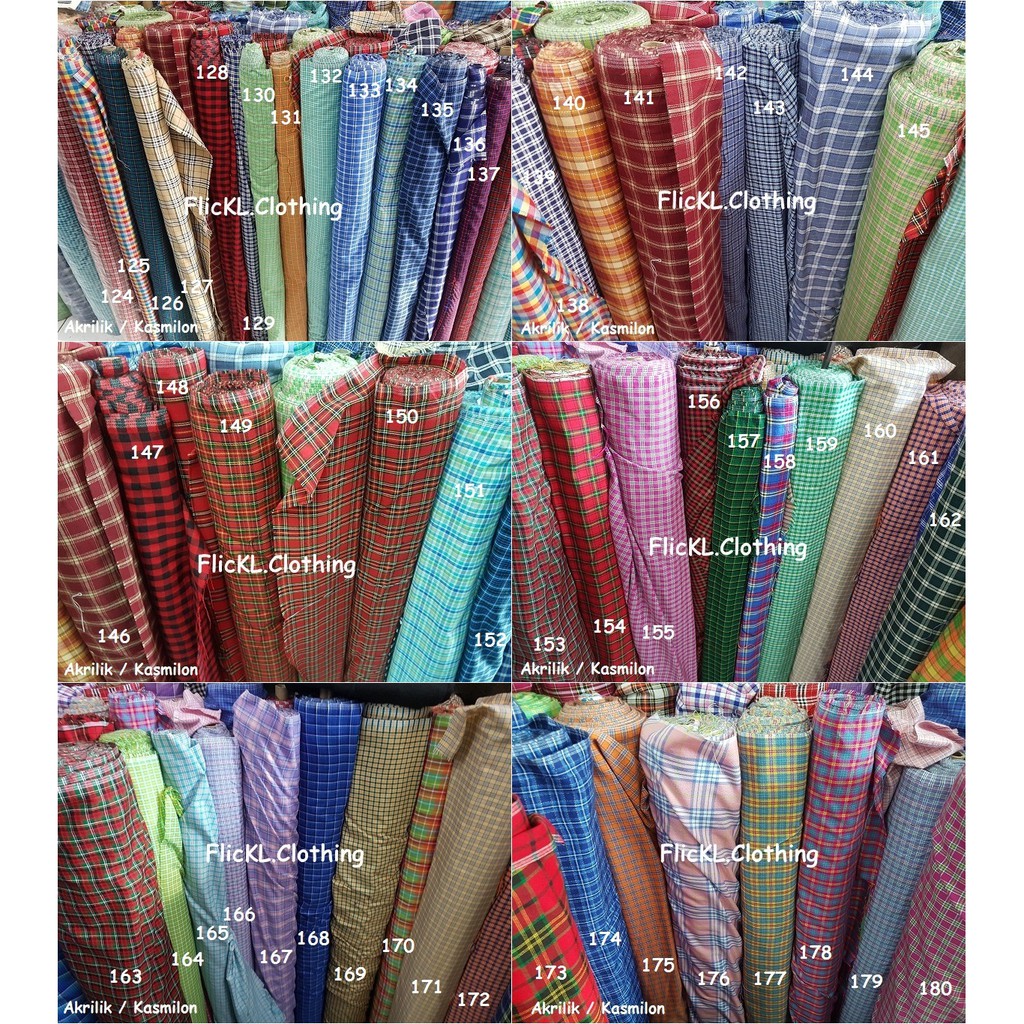 Bahan Kain Kasmilon Gingham Katun Motif Corak Kotak Kotak Ackrilik  Akrilik Seragam Sekolah Anak