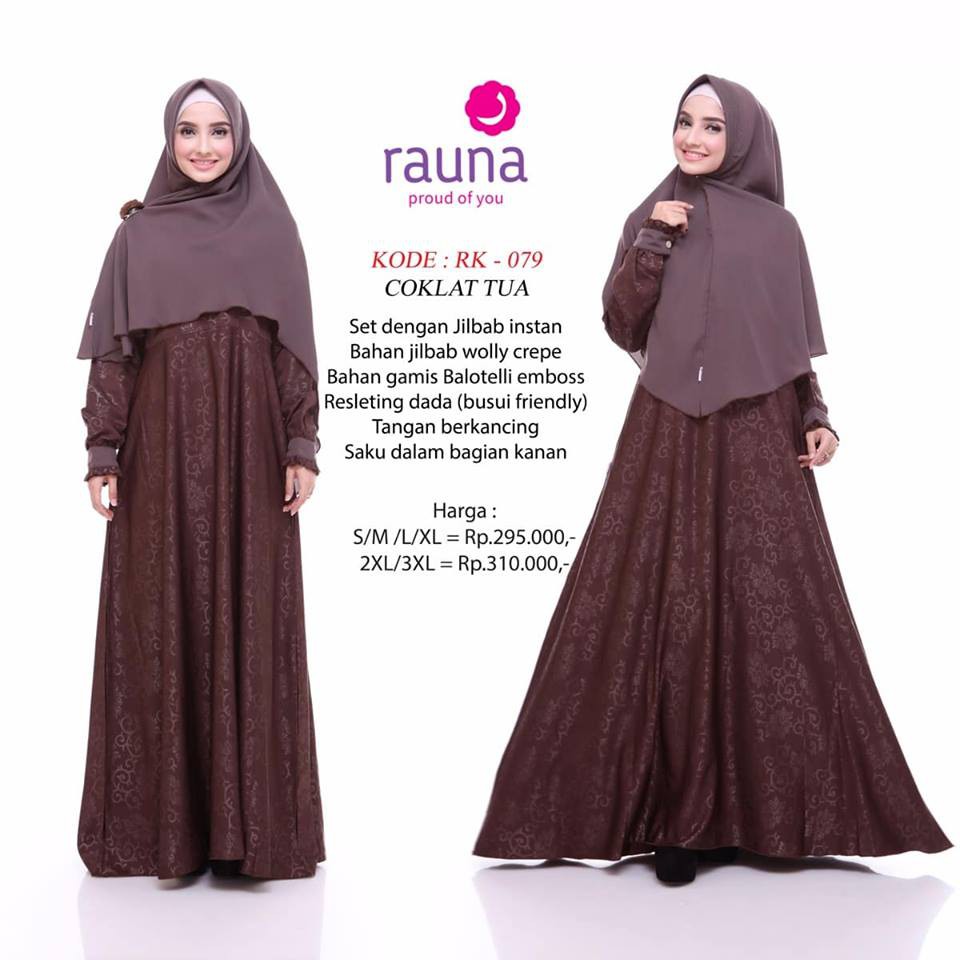 GAMIS RAUNA RK 79 COKLAT TUA SET SYARI HIJAB