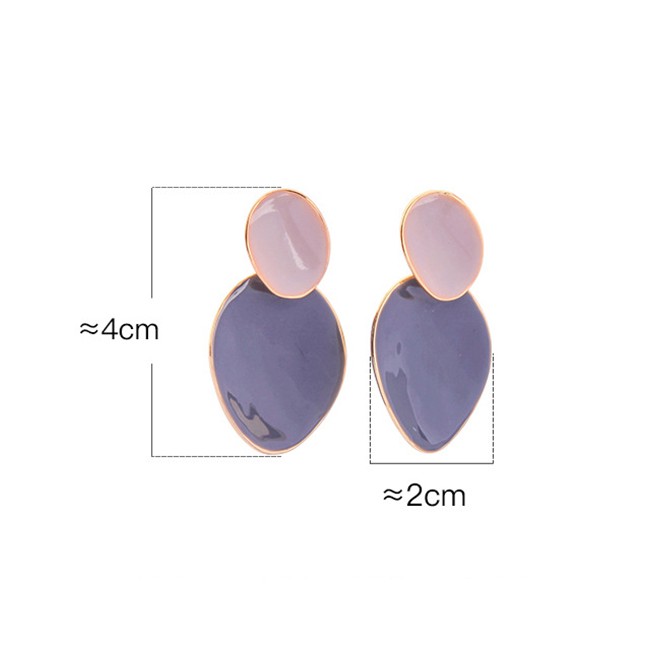 LRC Anting Tusuk Fashion Light Pink Drip Oil Geometry S925 Sterling Silver Earrings F94075