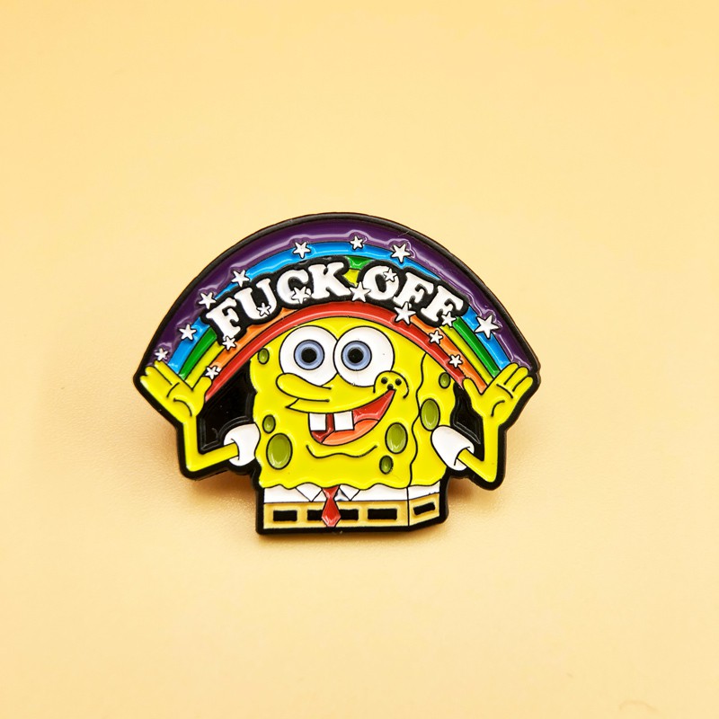 Bros Pin Enamel Bentuk Spongebob Warna Pelangi