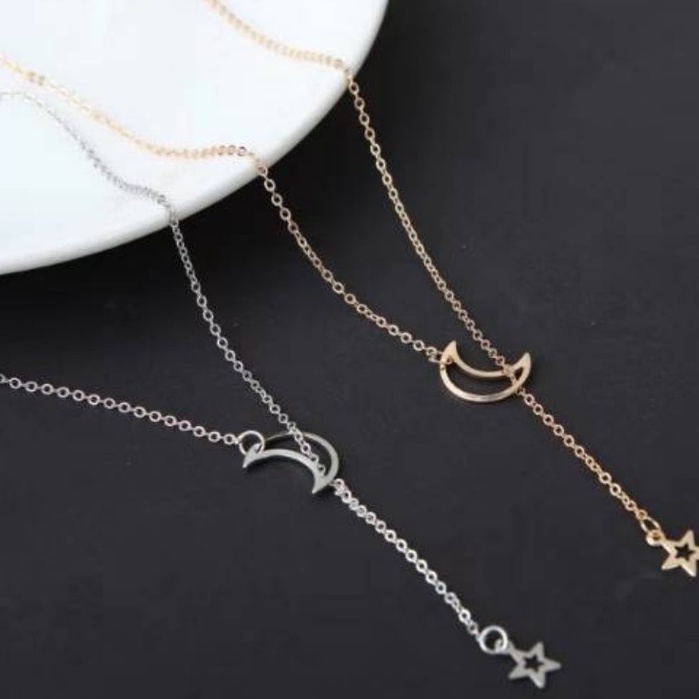 ✿AYN✿  Kalung Wanita Simple FA67 bulan bintang moon stars necklace