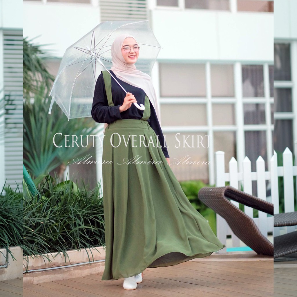 Baju Kodok Wanita Rok Overall Panjang Polos Sifon Almira