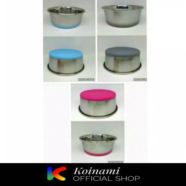 Tempat makan kucing anjing / tempat makan stenles S taplak karet / pet bowl