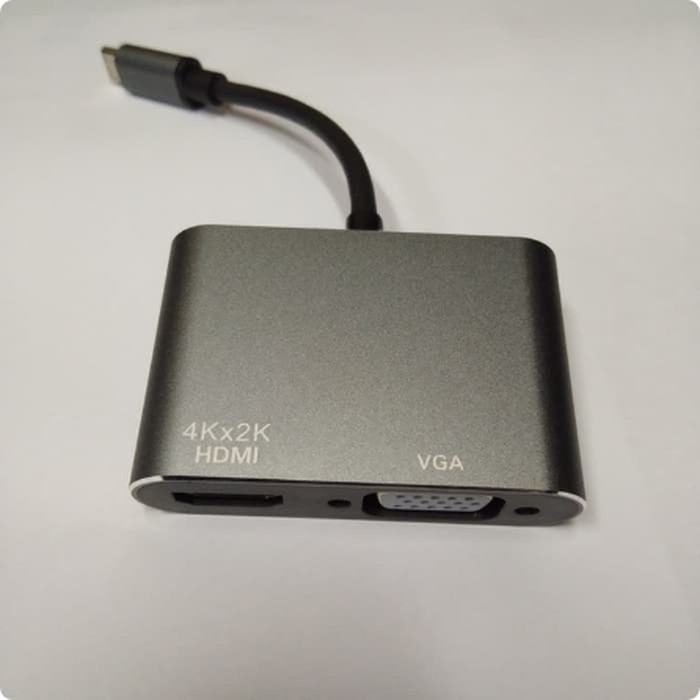 Converter USB Type C To HDTV Dan VGA Adapter 2IN1 Type Ke Mac Pro