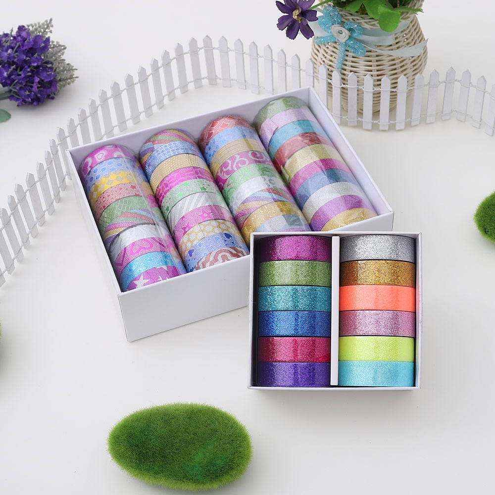 12 / 40PCS Tape Glitter Warna Pelangi Untuk Dekorasi DIY