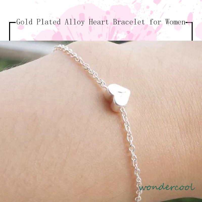 Gelang Bentuk Hati Bahan Alloy Lapis Emas Untuk Wanita -Won