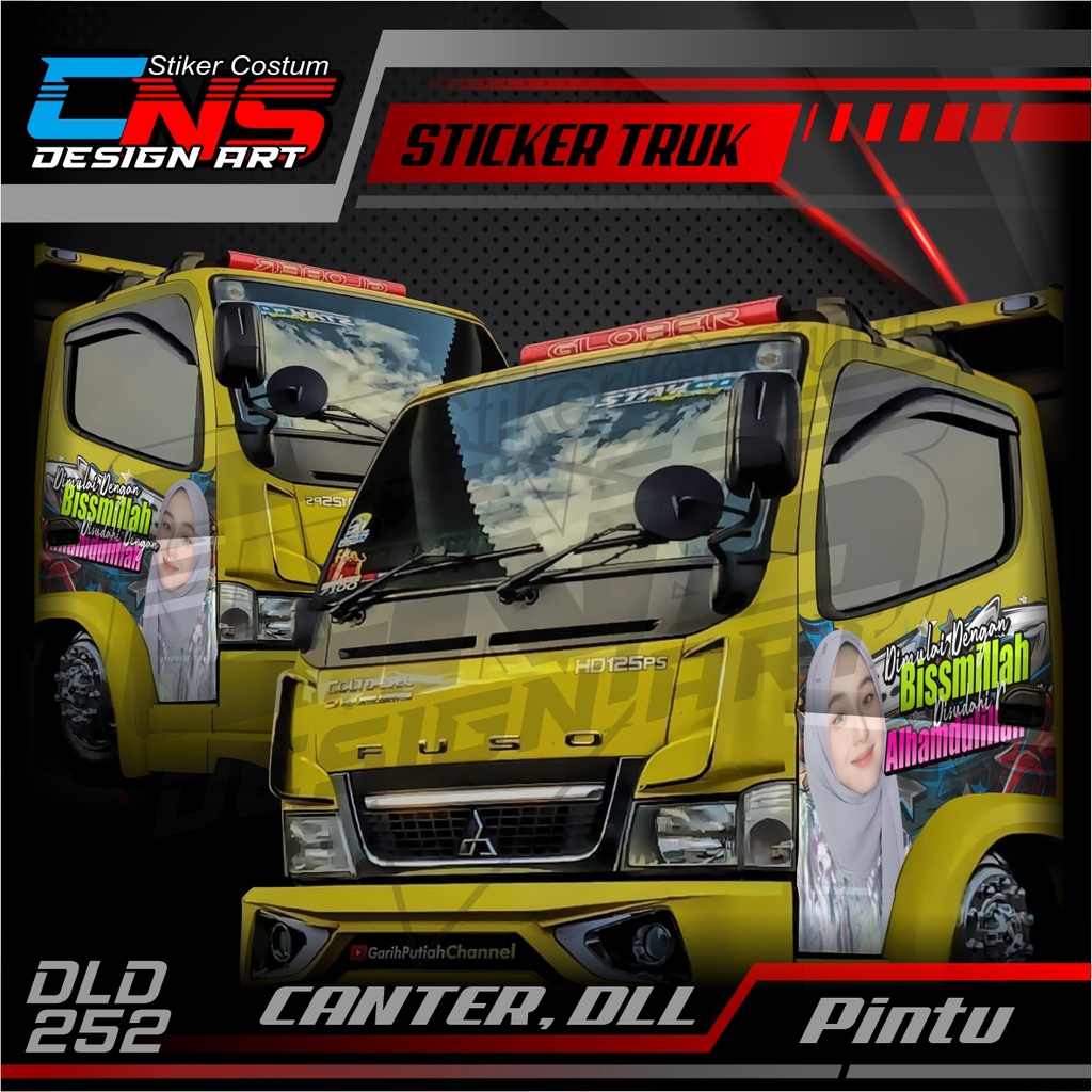 Stiker Pintu Depan CANTER Kanan Kiri Custom Foto Cewek Cantik Hijab Vector Seksi Bisa Request Foto &
