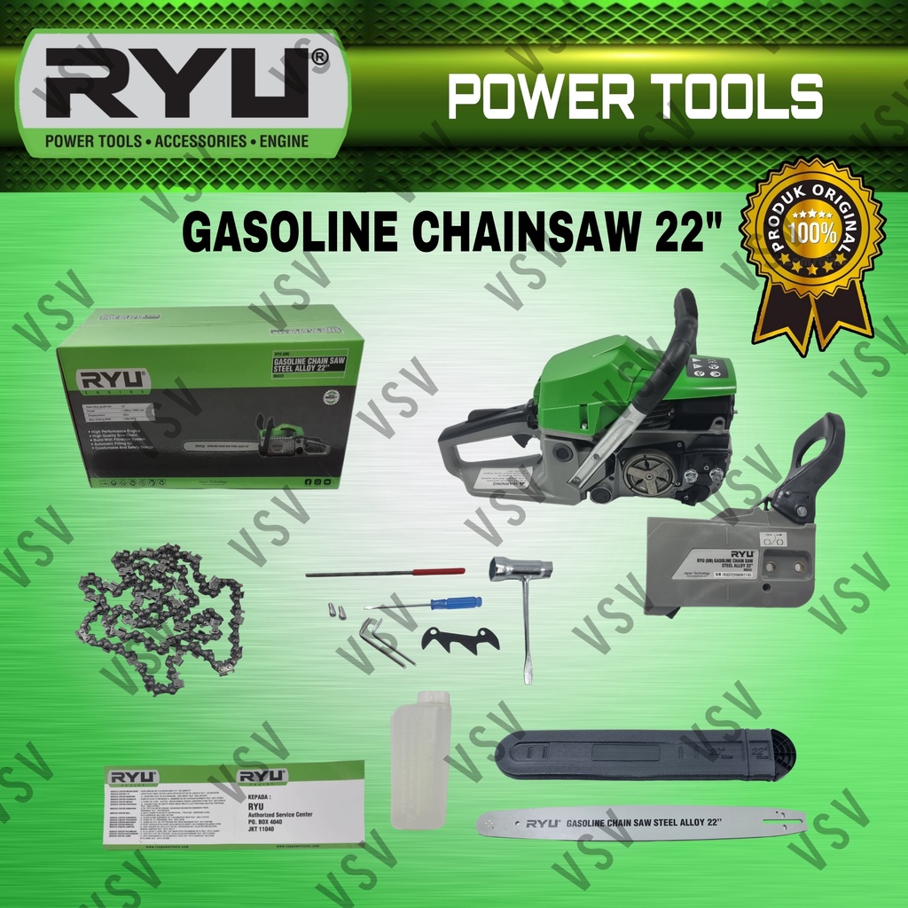 RYU RGS22 Mesin Gergaji Bensin 22inch Chain Saw 22&quot; Mesin Gergaji Kayu