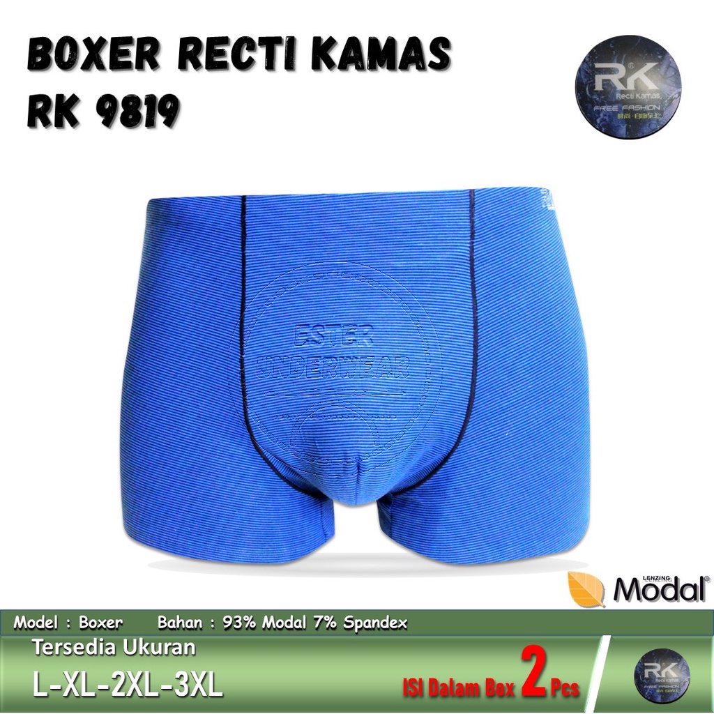 Celana Boxer Pria RECTI KAMAS RK 9819 ISI 2Pcs