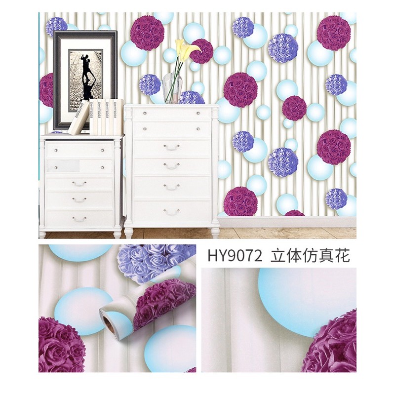 Wallpaper Dinding / Wallpaper Sticker Balon Ungu 3D