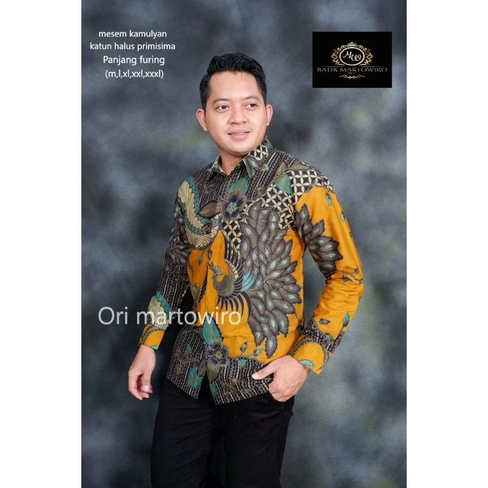 Kemeja Batik PREMIUM terbaru Batik Pria Warna Kuning/Mustard Baju Batik Eksklusif Warna Kuning