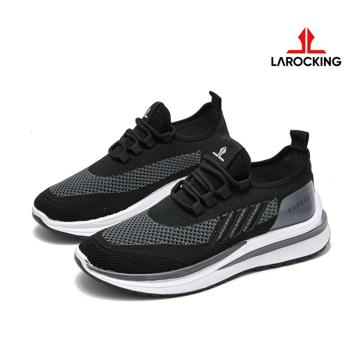 Larocking - Emperor Hitam Abu | Sepatu Sneakers Running Gym Shoes - Hitam Abu, 44