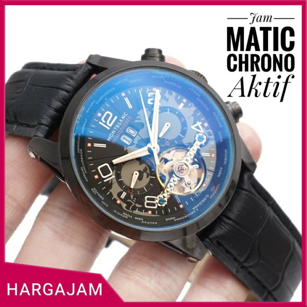 Jam Automatic Montblanc The Judge in Black (hargajam harga jam matic)