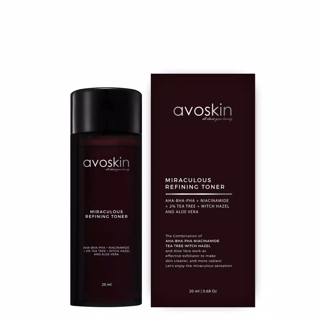 AVOSKIN MIRACULOUS REFINING TONER  20 ml /AVOSKIN/TONER/EXFOLIATOR/JERAWAT/PEMBERSIH WAJAH