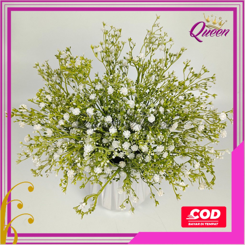 Bunga Baby Breath cabang 5 artificial /Nanas Menik hiasan pikkok gypso termurah dekorasi Plastik imitasi buatan import homedecor gypsophila