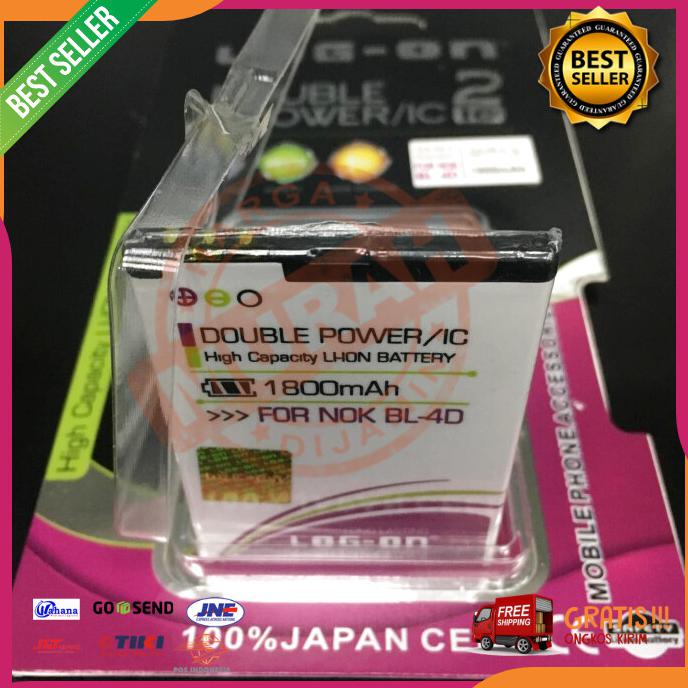 Acc Hp Baterai Nokia N97 Mini N8 E5 E7 Bl 4D 1800Mah Double Power Log On