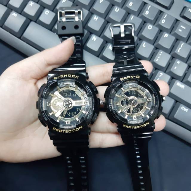 Jam Tangan Couple Casio Gshock + Baby G - Jam Tangan Sepasang - Hitam lis Gold