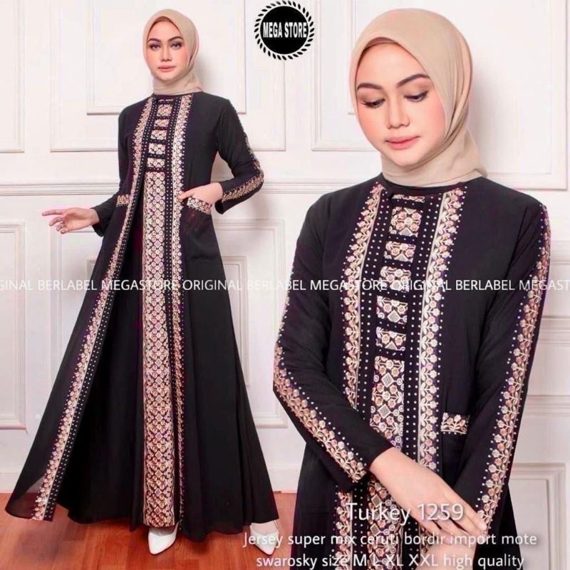 Abaya turkey dubay hawa 1259 hitam series