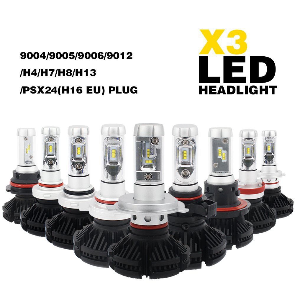 X3 Lampu LED H1 H3 H3 H7 H11 9006 HB3 HB4 untuk Headlight Mobil