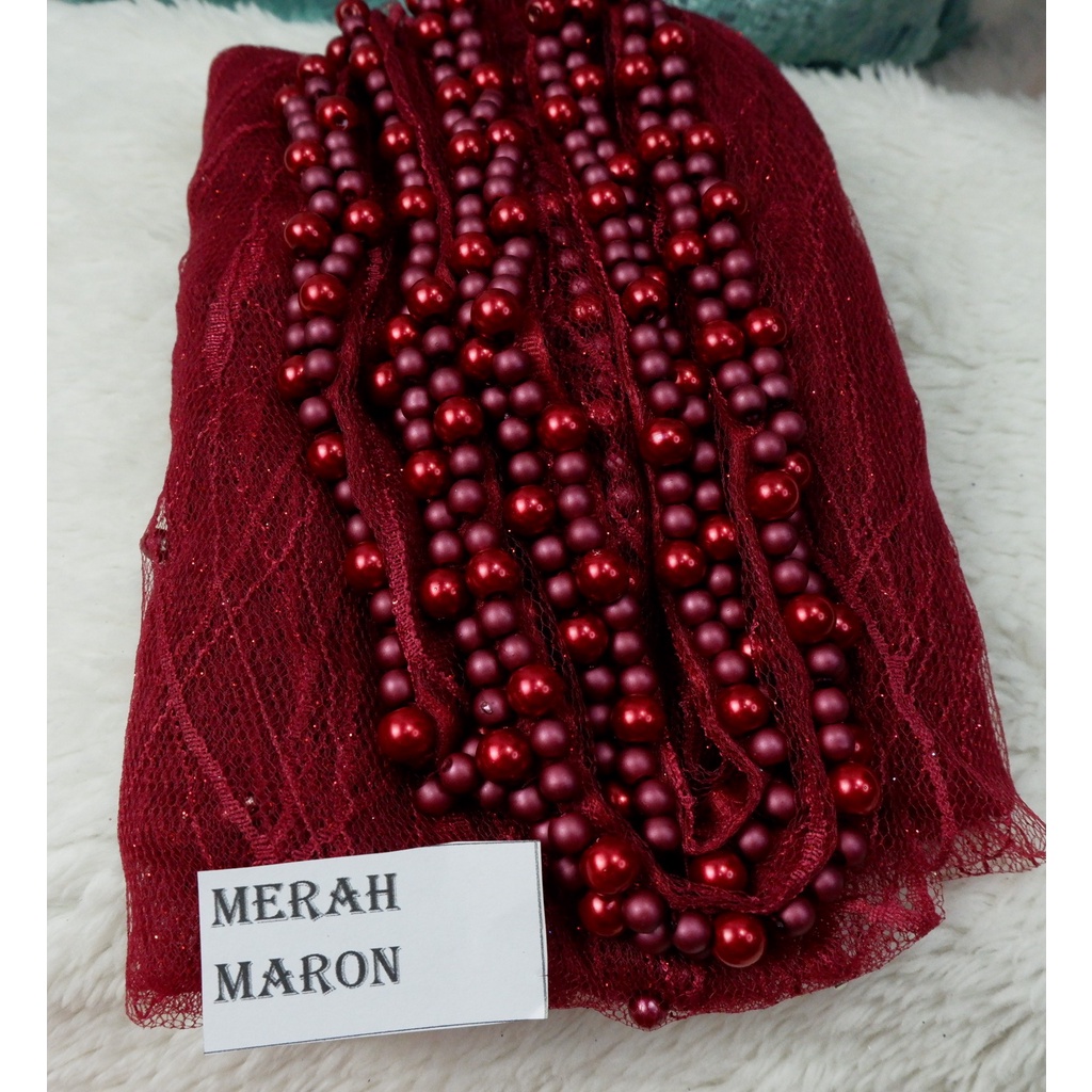 VEIL  MUTIARA SLAYER  PENGANTIN MOTIF ALL VARIAN COLOUR-MARON