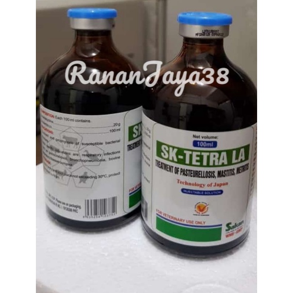 SK-TETRA LA injeksi (Oksitetrasiklin Long Acting, satuan botol @100 ml)