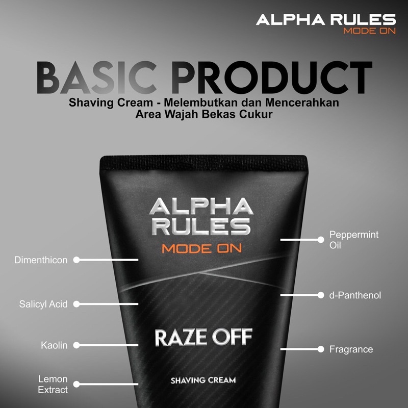 Krim Cukur Alpha Rules Raze Off Pria Perawatan Wajah Pria Shaving Cream ALPHARULES