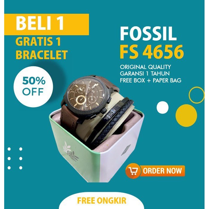 Jam Tangan Fossil FS4656 Pria Original + Bracelet