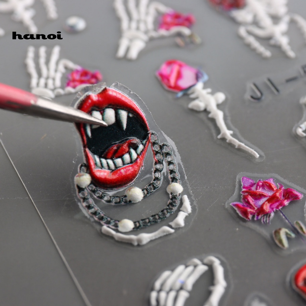 Han Stiker Kuku Motif Halloween Untuk Nail Art DIY