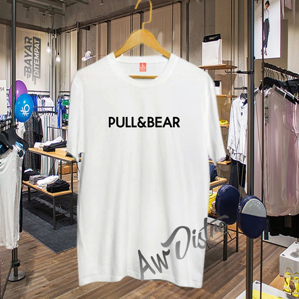 COD Baju Kaos Distro Pull&amp;Bear Black Premium Quality Lengan Pendek Kaos Tulisan Kaos Kata-Kata Kaos Sablon