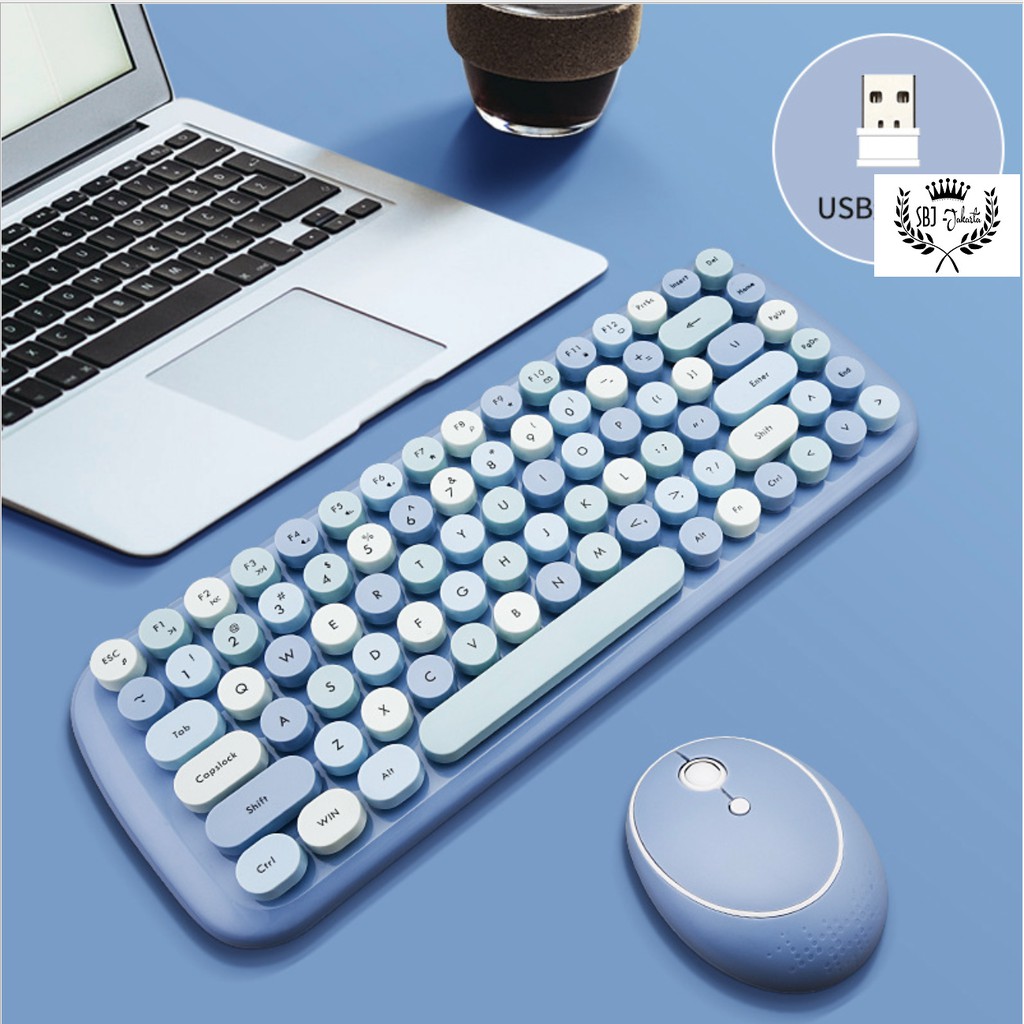 Keyboard dan mouse  set PREMIUM Mofii model Retro Type Writer Wireless 2.4G SB11