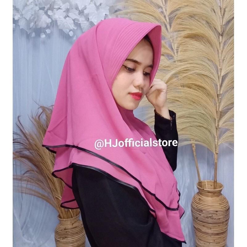 Hijab Instan Pad Lis Hitam 2 Layer || Jilbab Instan Pad || Kerudung Selobokan Pad || Khimar Pad
