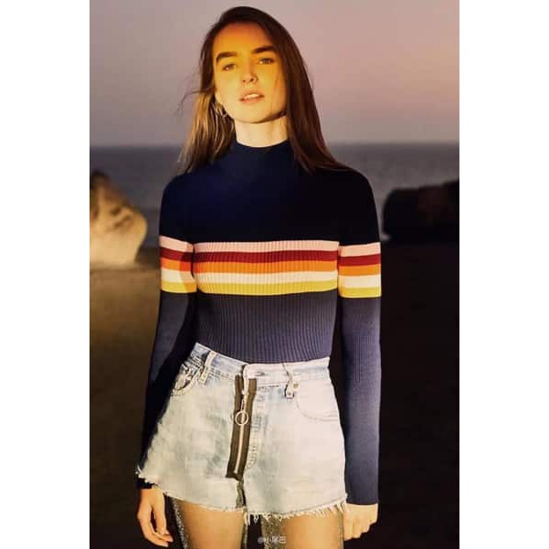 Atasan Wanita Rajut Halus CROP Rainbow