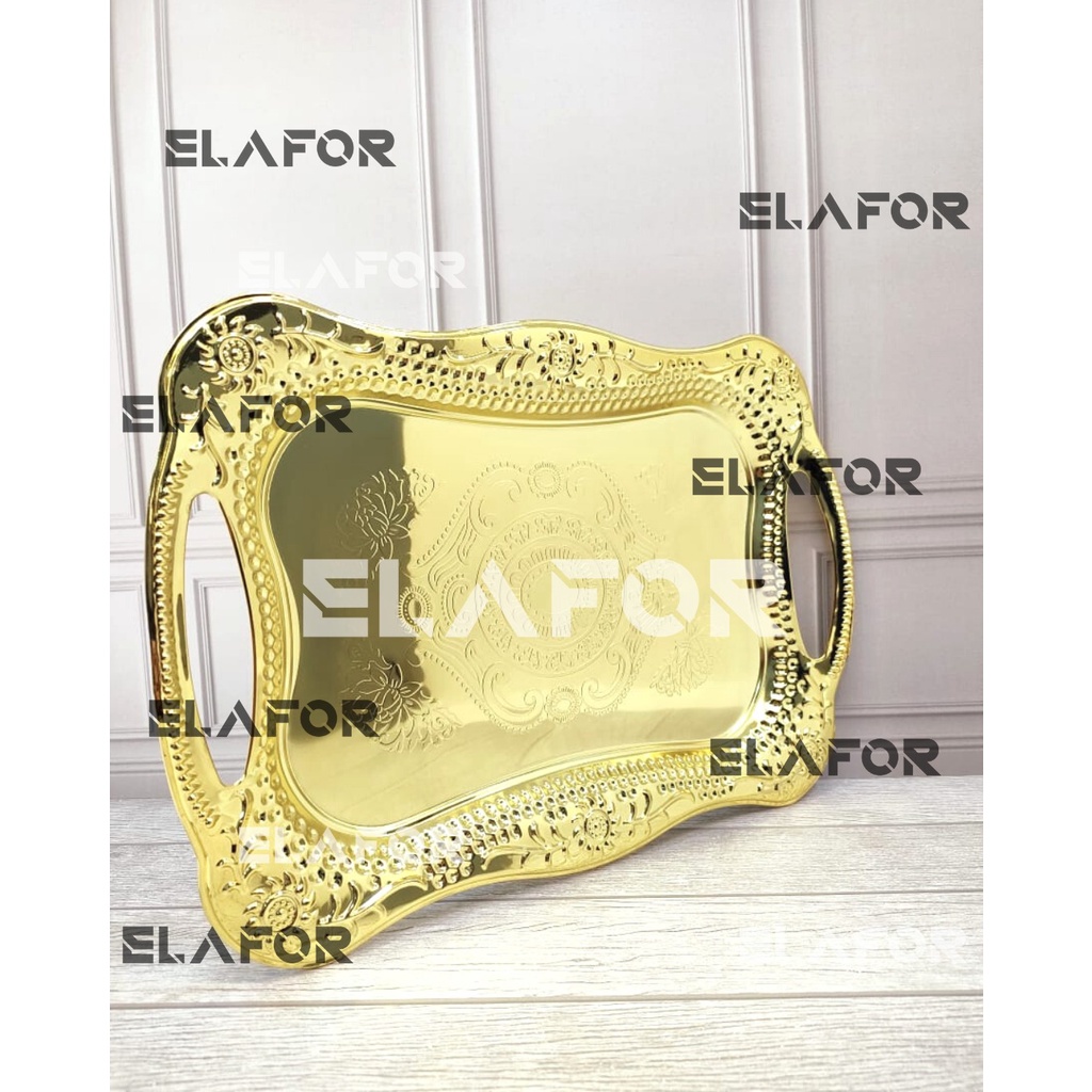 Nampan / Baki / Nampan Arab / Nampan Stainless Steel / Gold / 110313 - Elafor Official