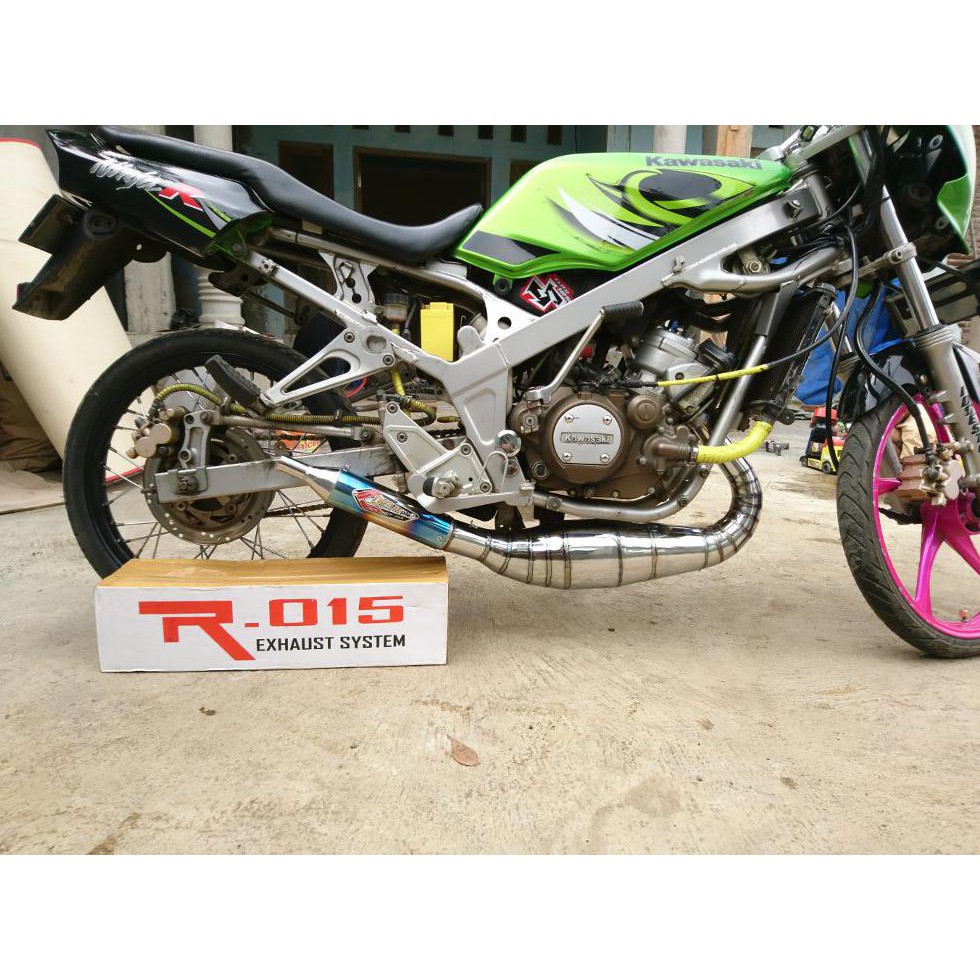 Baru Knalpot Kolong Ninja R - Rr - Ss Model 3V3 Creampie Blue Series Kualitas Terbaik Tinggal Pasang