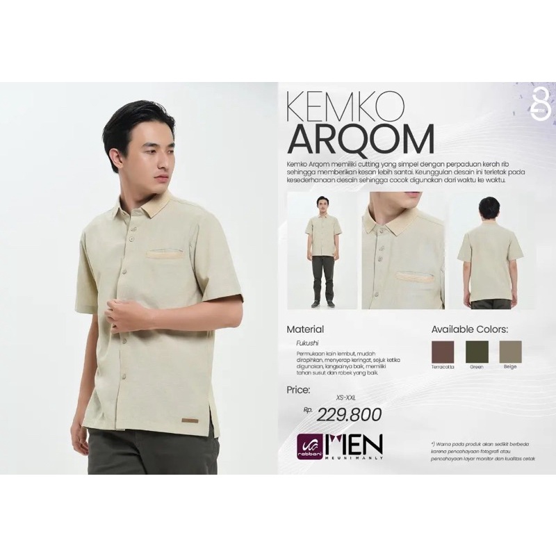 KEMKO ARQOM RABBANI / Kemeja Koko ARQOM Rabbani / Baju koko Rabbani Lengan Pendek/ Baju Koko Lengan 