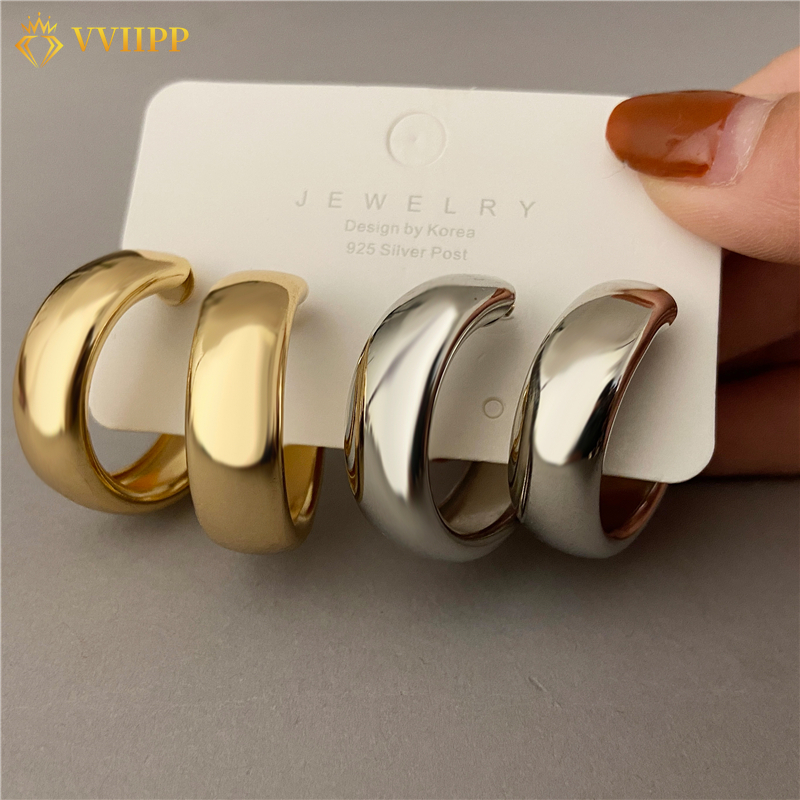 Korean Personality  Geometric Gold Earrings Retro Simple Circle Earring Jewelry Accessories