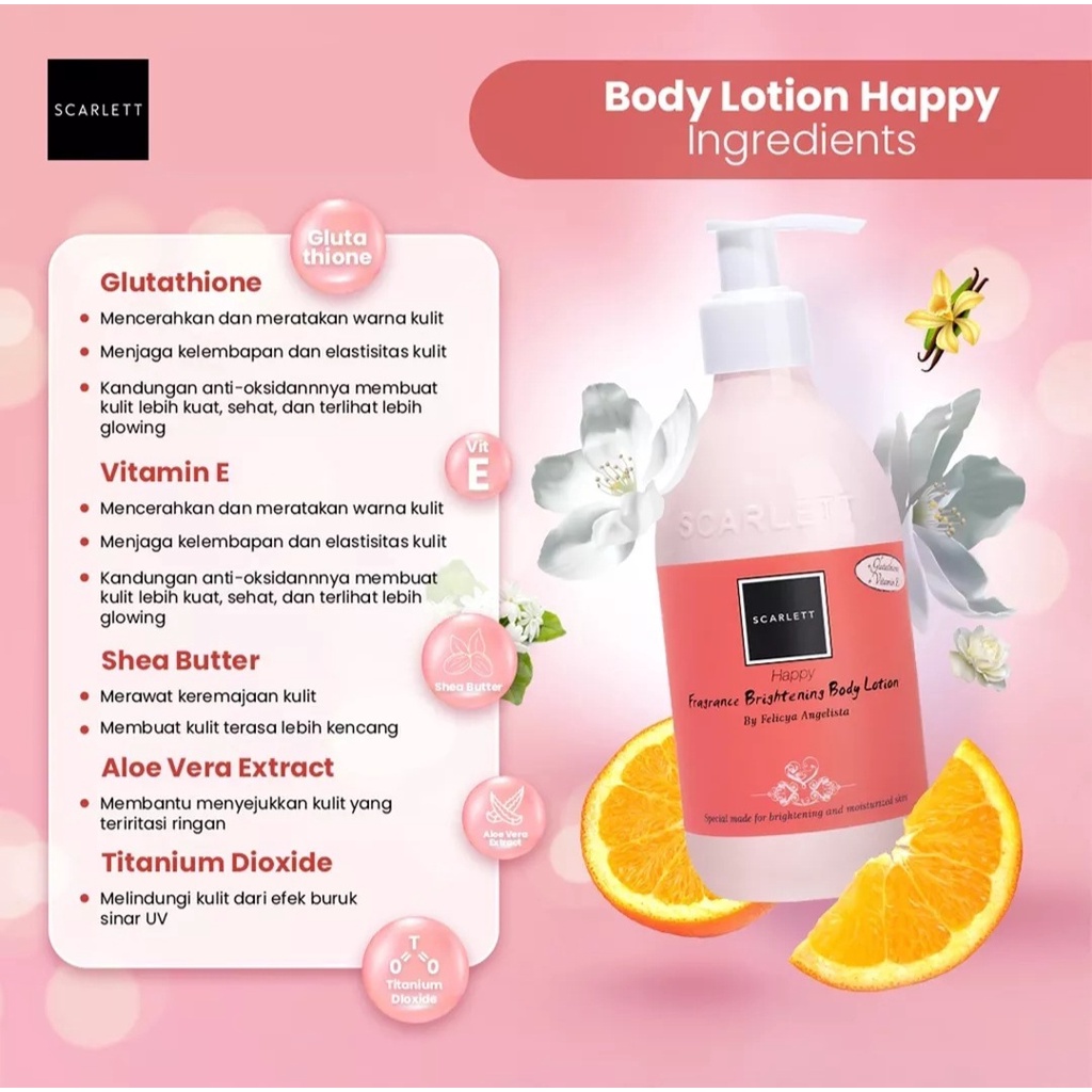 Scarlett Whitening All Happy Series | Scarlett Whitening Body lotion Serum Body Cream Body Serum Shower Scrub Happy