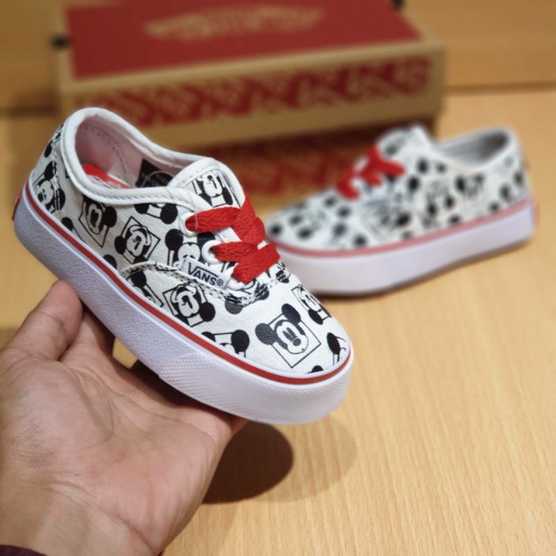 SEPATU ANAK ANAK PEREMPUAN VANS AUTHENTIC MICKEY TALI MERAH