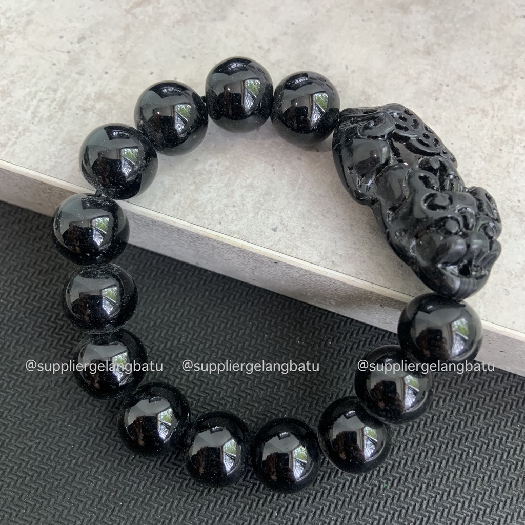 Gelang Onyx Hitam Pixiu Besar  Natural Asli Batu Alam Gelang Pelindung Keberuntungan