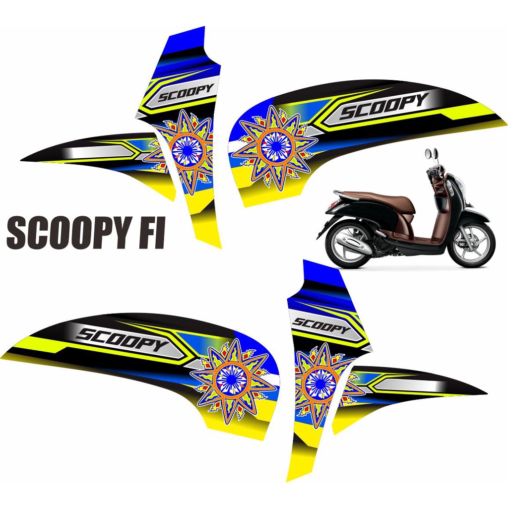MOTIF LIS STIKER STICKER MOTOR HONDA SCOOPY FI POLET STRIPING MOTOR SCOOPY FI 2014 - 2015 MOTIF RACI