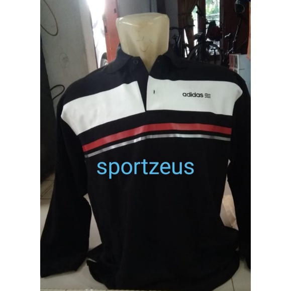 kaos polo shirt baju kerah Adidas lengan panjang
