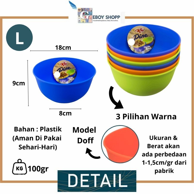 Mangkok Makan Plastik KH Uk S,M,L Pine / Mangkuk / Mie Ayam / Bakso / Baso / Sop / Sup / Noodle Bowl / Kobokan