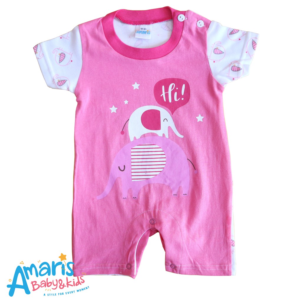 

Amaris Romper Pendek Motif Gajah Salur