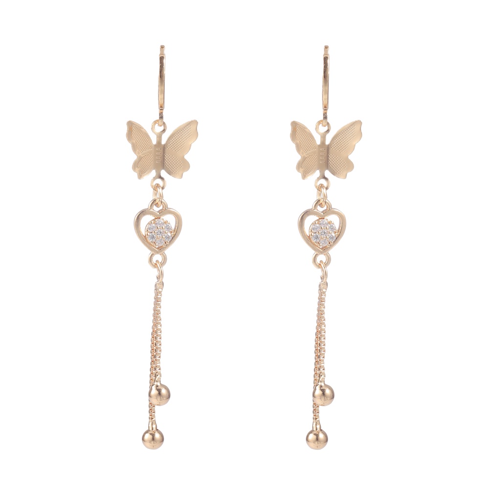 D.G.C✨Anting Panjang Titanium Anti Karat Wanita Elegant Korean Style Emas Kupu Fashion Aksesoris Cantik Juntai Anting Cewek Perhiasan D176