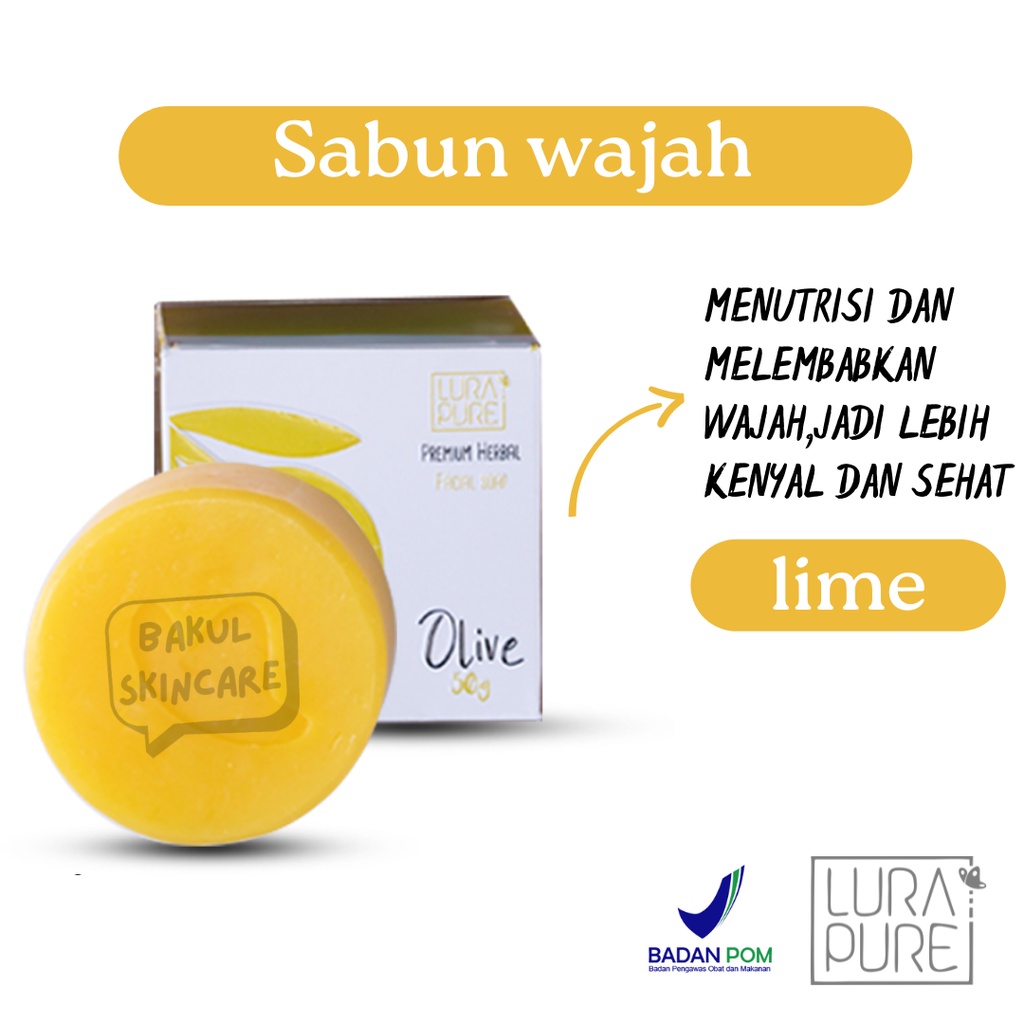 Sabun Muka Anti Jerawat Acne BPOM LURAPURE 50 GR Alami Pria Wanita Varian OLIVE