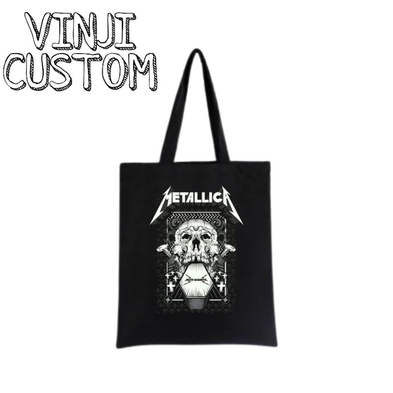 Tote bag METALICA / tote bag resleting BAND / totebag hitam / totebag wanita / tote bag pria / tas t