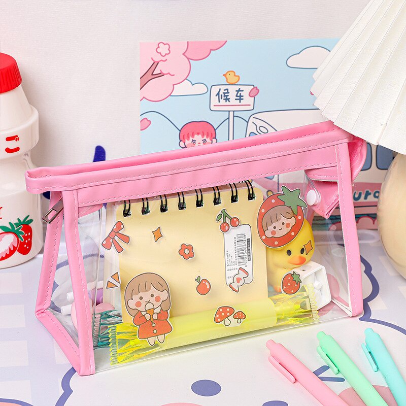 Tempat Pensil Bahan Pvc Transparan Anti Air Kotak Pensil Aesthetic Besar Tempat Pensil Transparan Anak Pencil Case Korea Alat Tulis Peralatan Sekolah Jepang Khas Lucu Imut Cute Gemoy Indah Pesona Winzige Miloli