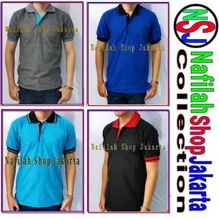 Nyaman Dipakai KAOS  KERAH  POLO KOMBINASI  WARNA  Biru M 