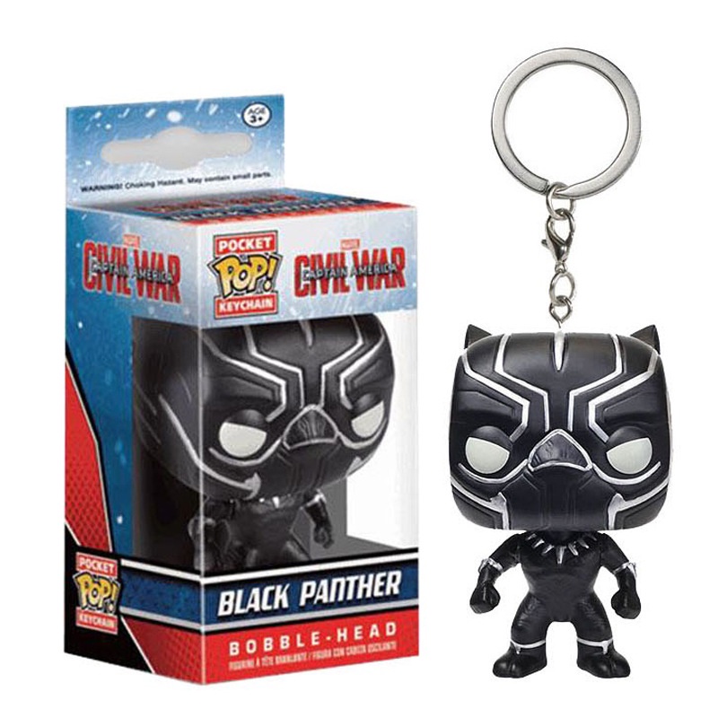 Funko POP Gantungan Kunci Action Figure Avengers Spider Man Groot Black Panther Bahan PVC