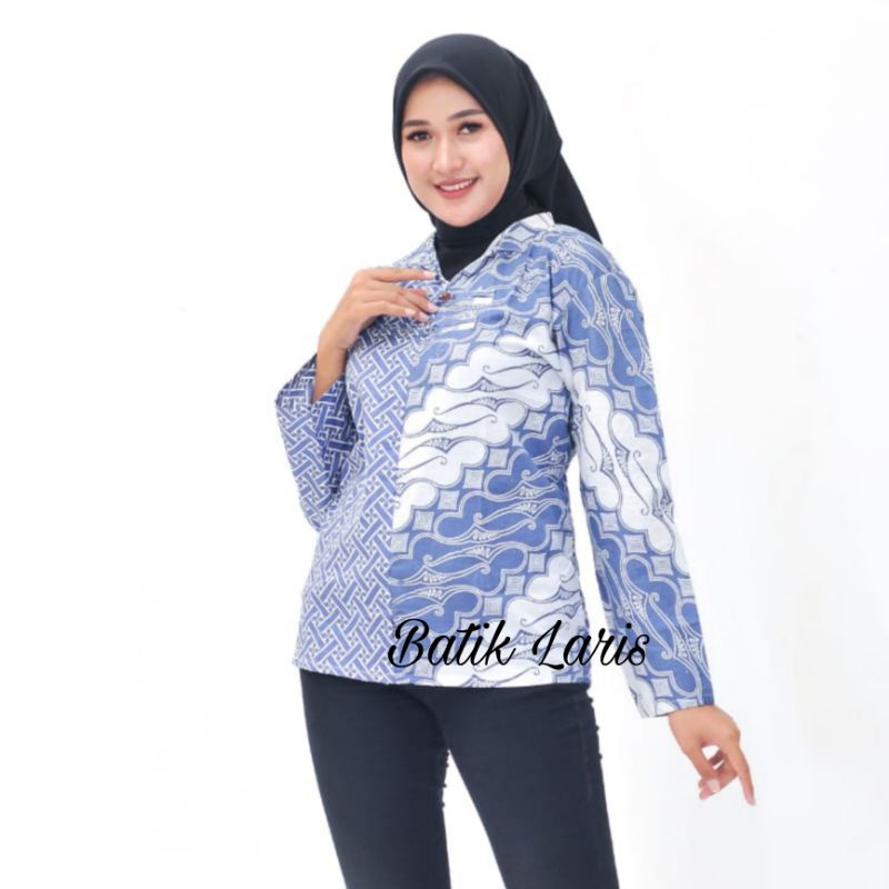 tey-17 Batik wanita ASJ SA HRB026 Kenongo Kemeja Tosca Pendek-Liris pager